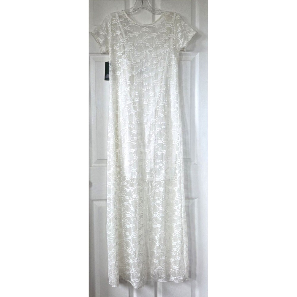 WILD FABLE Off White Lace Maxi Dress Short Sleeves Lined Whimsy Fairy Size M NWT
